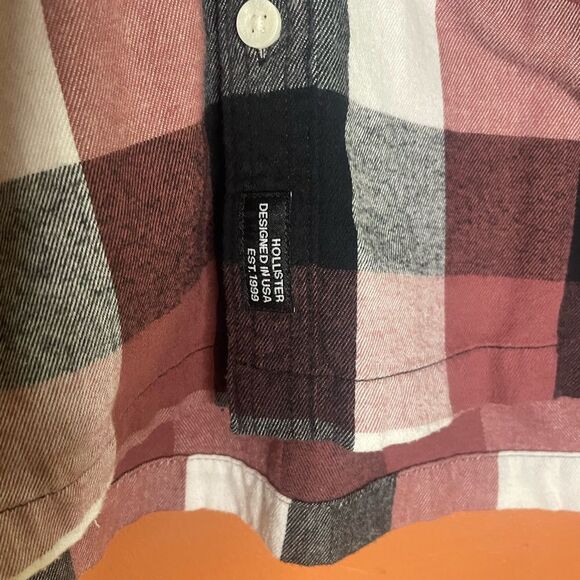 NWT Hollister Long Sleeve Flannel Shirt with Hood Mens Size M - Picture 2 of 5